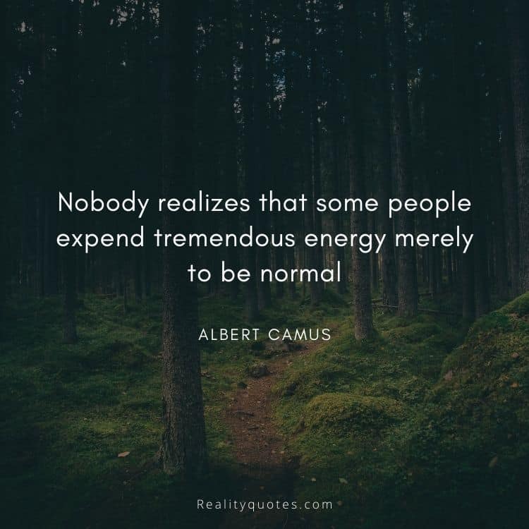 Nobody realizes that some people expend tremendous energy merely to be normal