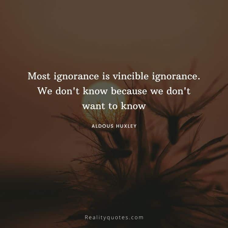 Most ignorance is vincible ignorance. We don't know because we don't want to know