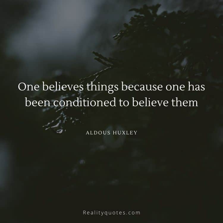 One believes things because one has been conditioned to believe them