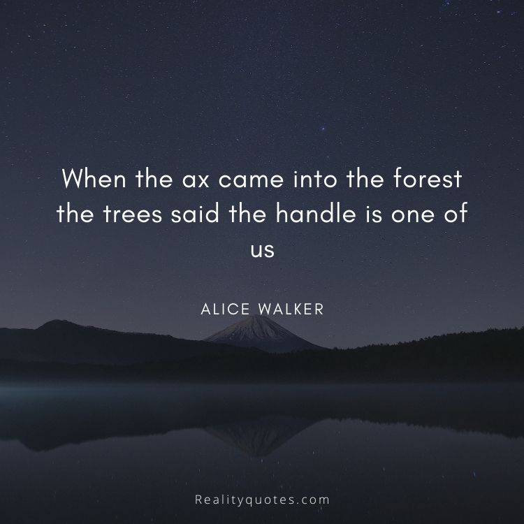 When the ax came into the forest the trees said the handle is one of us