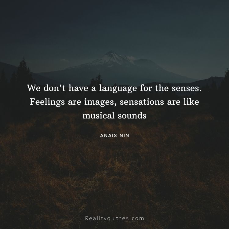 We don't have a language for the senses. Feelings are images, sensations are like musical sounds
