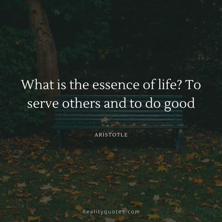 What is the essence of life? To serve others and to do good