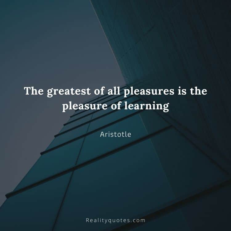 The greatest of all pleasures is the pleasure of learning