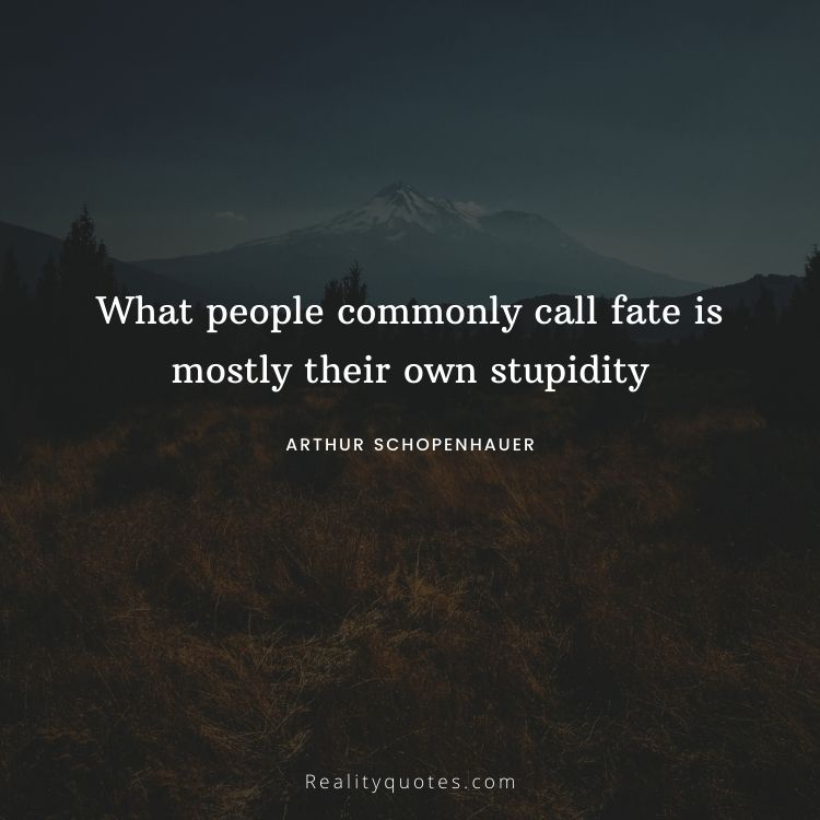 What people commonly call fate is mostly their own stupidity