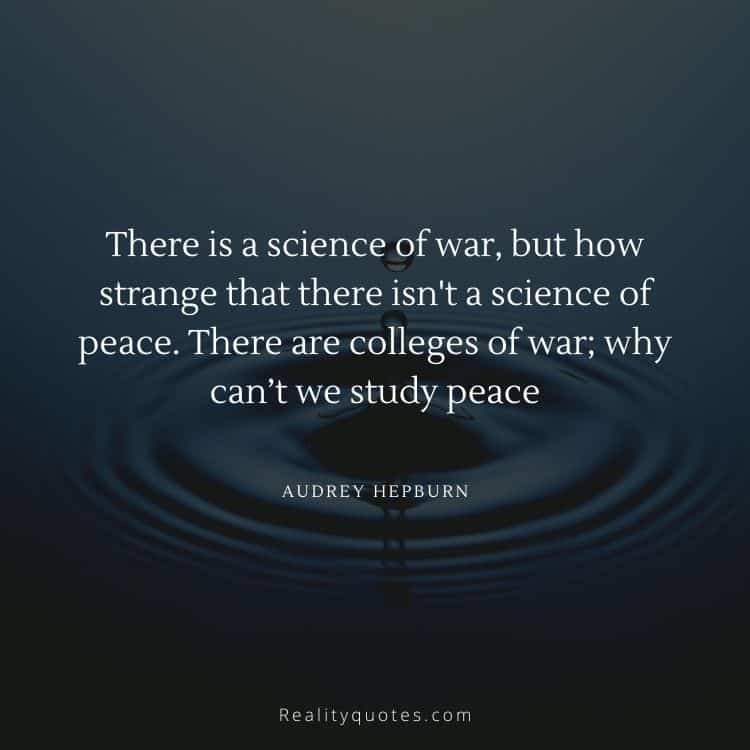 There is a science of war, but how strange that there isn't a science of peace. There are colleges of war; why can’t we study peace