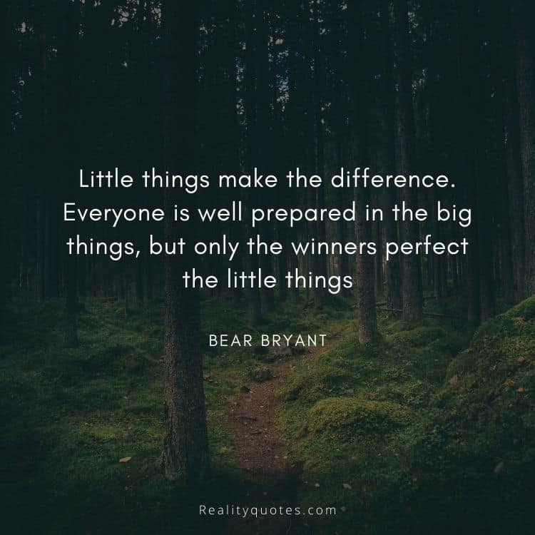 Little things make the difference. Everyone is well prepared in the big things, but only the winners perfect the little things