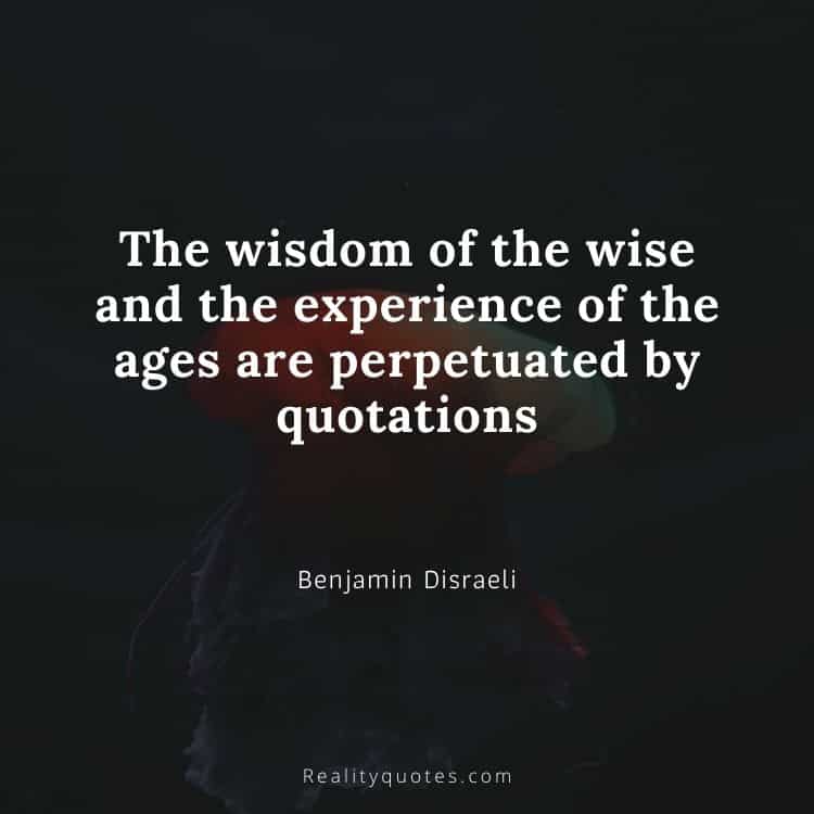 The wisdom of the wise and the experience of the ages are perpetuated by quotations