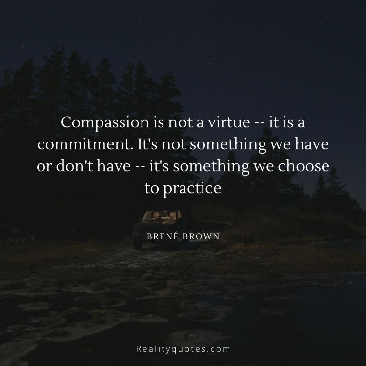 Compassion is not a virtue -- it is a commitment. It's not something we have or don't have -- it's something we choose to practice