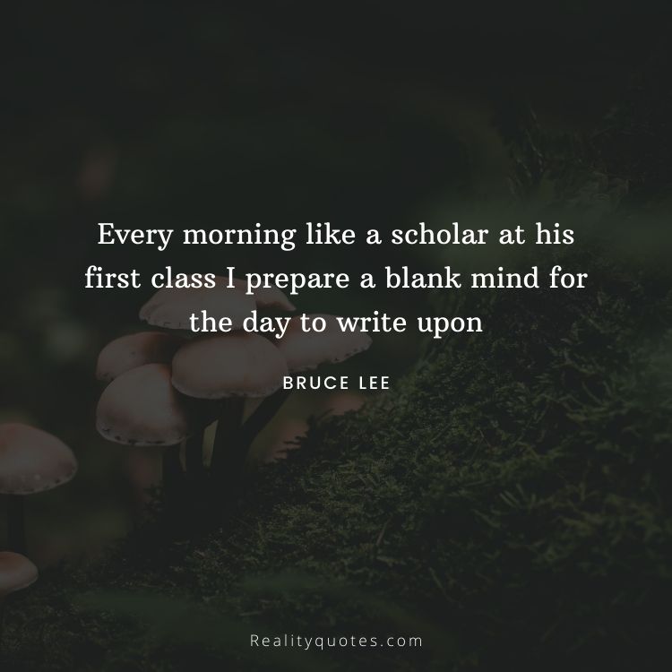 Every morning like a scholar at his first class I prepare a blank mind for the day to write upon
