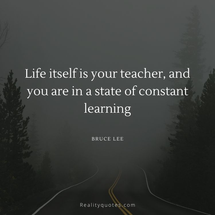 Life itself is your teacher, and you are in a state of constant learning