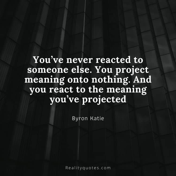 You’ve never reacted to someone else. You project meaning onto nothing. And you react to the meaning you’ve projected
