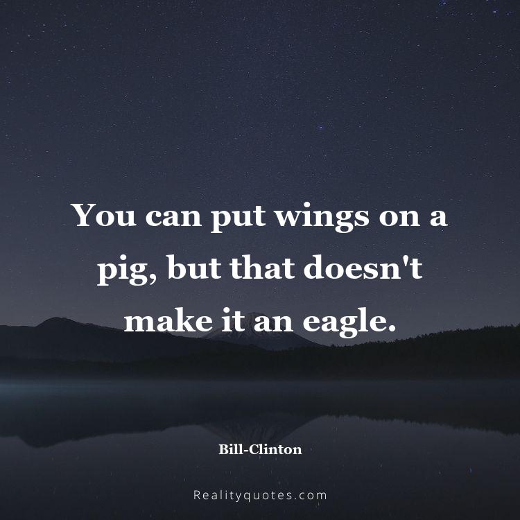 7. You can put wings on a pig, but that doesn't make it an eagle.