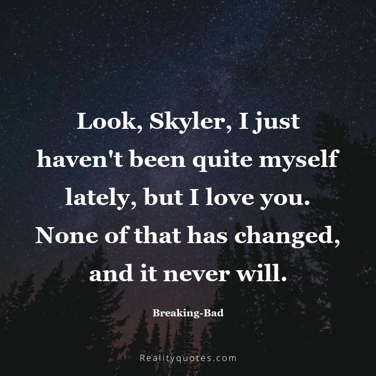 60. Look, Skyler, I just haven't been quite myself lately, but I love you. None of that has changed, and it never will.