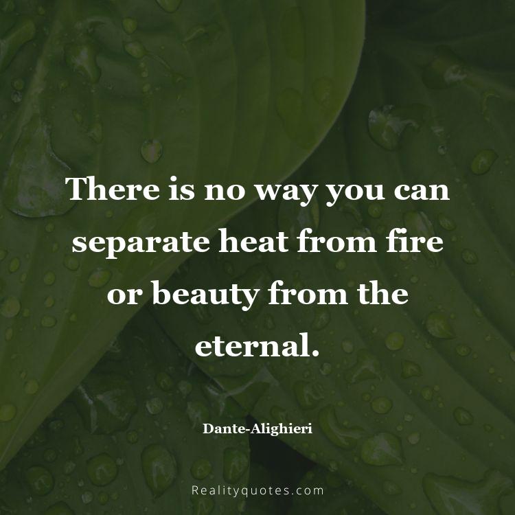 11. There is no way you can separate heat from fire or beauty from the eternal.