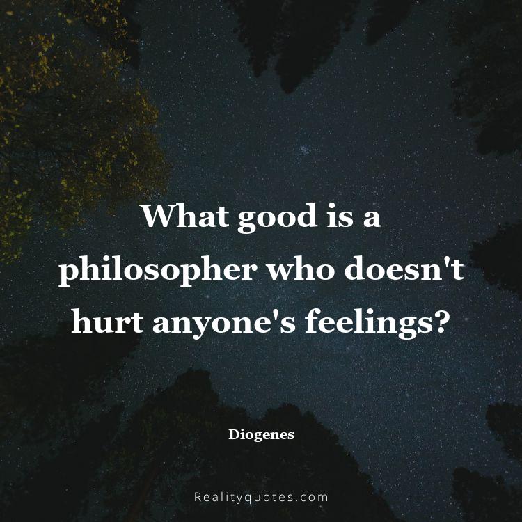 13. What good is a philosopher who doesn't hurt anyone's feelings?