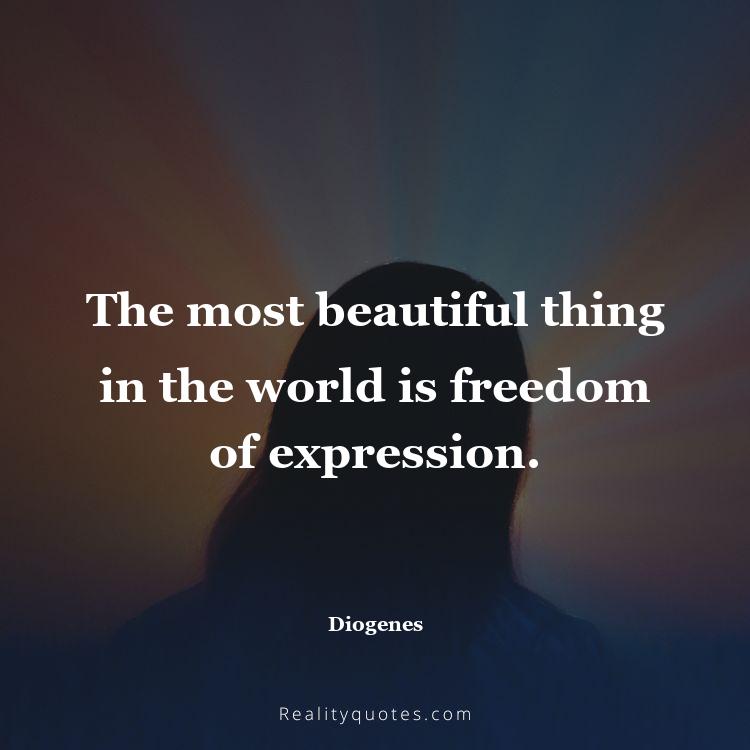56. The most beautiful thing in the world is freedom of expression.