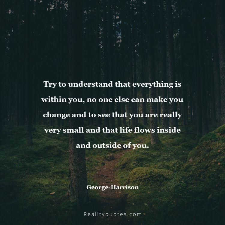10. Try to understand that everything is within you, no one else can make you change and to see that you are really very small and that life flows inside and outside of you.