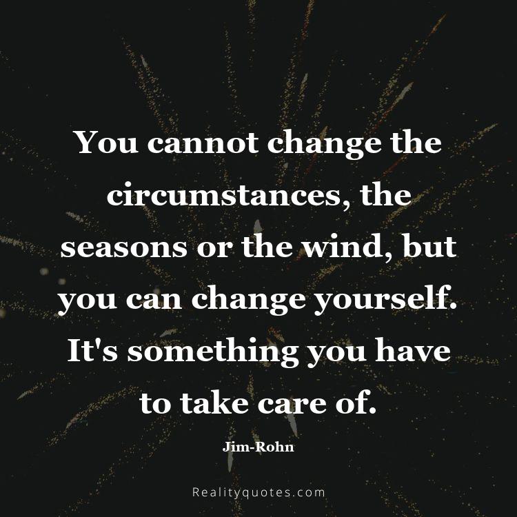 78. You cannot change the circumstances, the seasons or the wind, but you can change yourself. It's something you have to take care of.