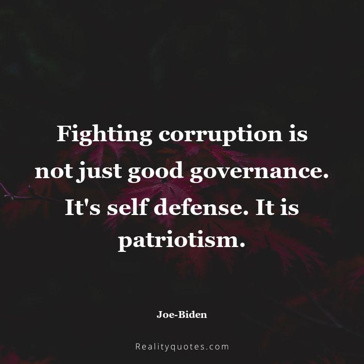 16. Fighting corruption is not just good governance. It's self defense. It is patriotism.
