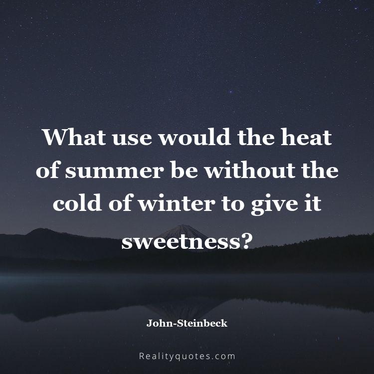 20. What use would the heat of summer be without the cold of winter to give it sweetness?