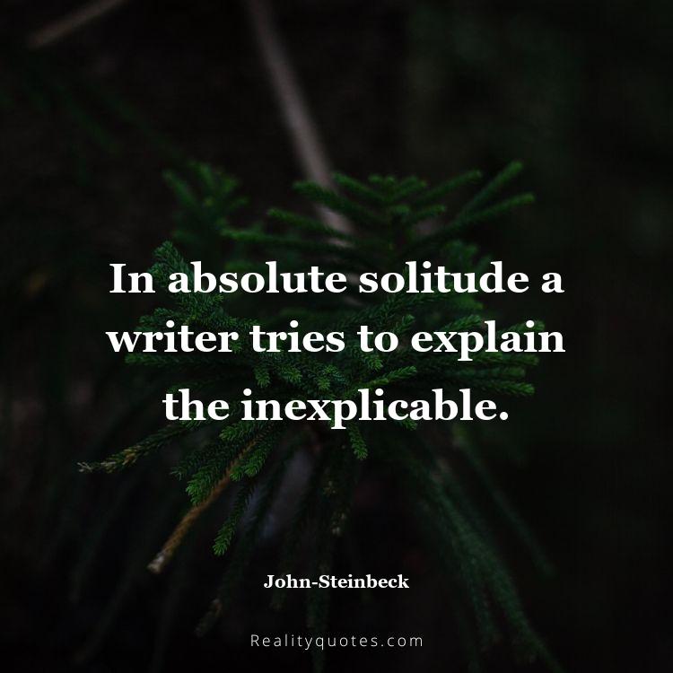 74. In absolute solitude a writer tries to explain the inexplicable.