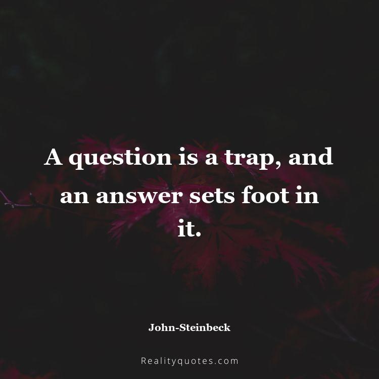9. A question is a trap, and an answer sets foot in it.